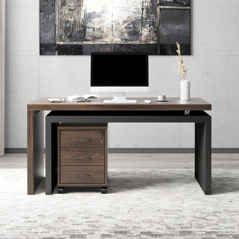 Customer Reviews for Modern Rotatable L-Shaped Executive Desk with Movable File Cabinet (59.8" )
