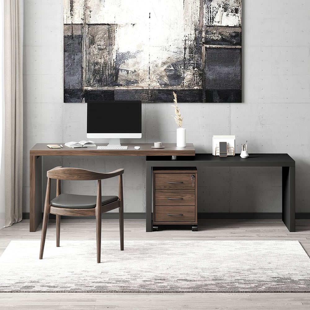 Customer Reviews for Modern Rotatable L-Shaped Executive Desk with Movable File Cabinet (59.8" )