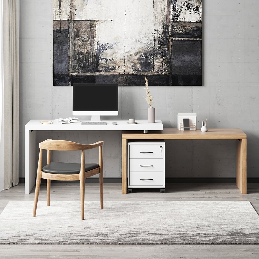 Customer Reviews for Modern Rotatable L-Shaped Executive Desk with Movable File Cabinet (1520mm)