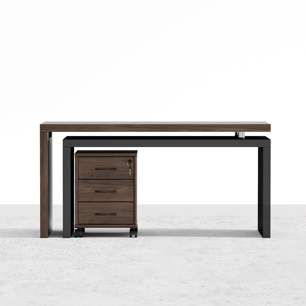 Modern L Shaped Executive Desk with Movable File Cabinet, Black & Walnut Office Desk for Home & Office (59.8'')｜Homary  UK