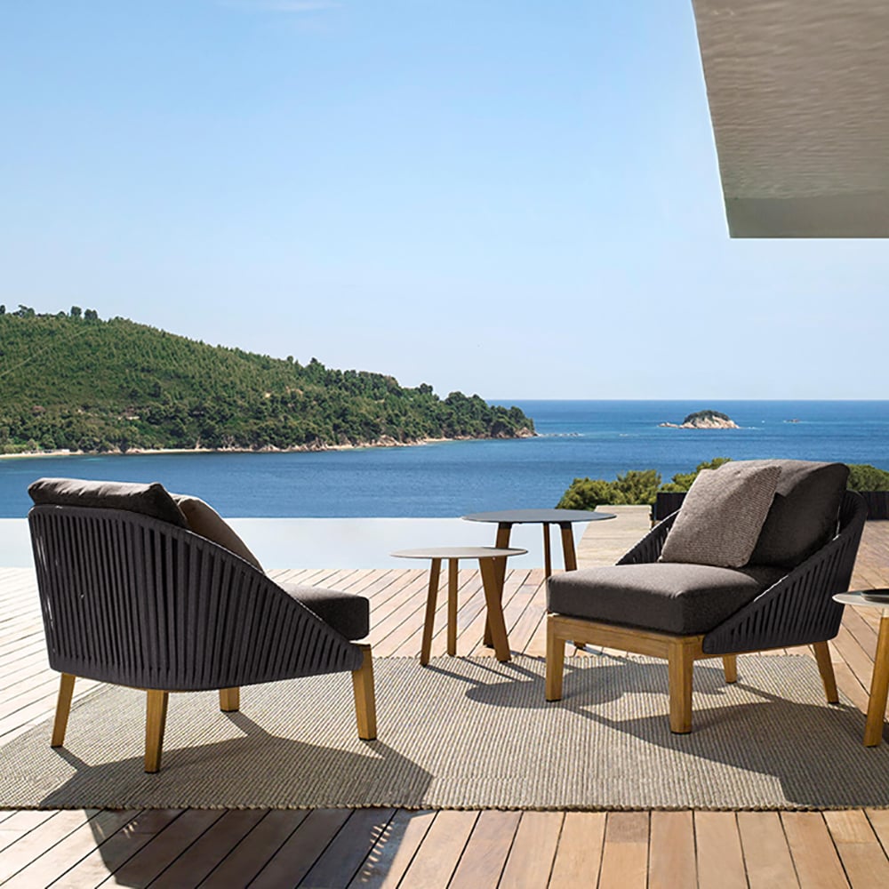 Hodnocení zákazníků pro položku Ratanová venkovní akcentová židle bez ramene ve spodní části z masivního dřeva se šedým polštářem