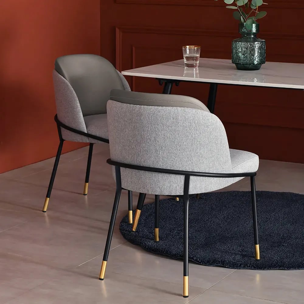 Questions and Answers for Modern Upholstered Linen Cushion Dining Chair Gray Dining Chair with Armrest Set of 2