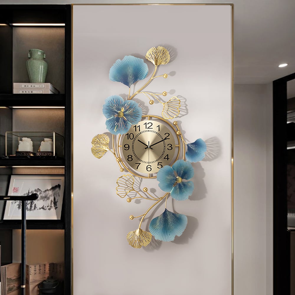 Otázky a odpovědi pro Moderní kovové velké nástěnné hodiny 3D listy a květiny Ginkgo Home Decor Art