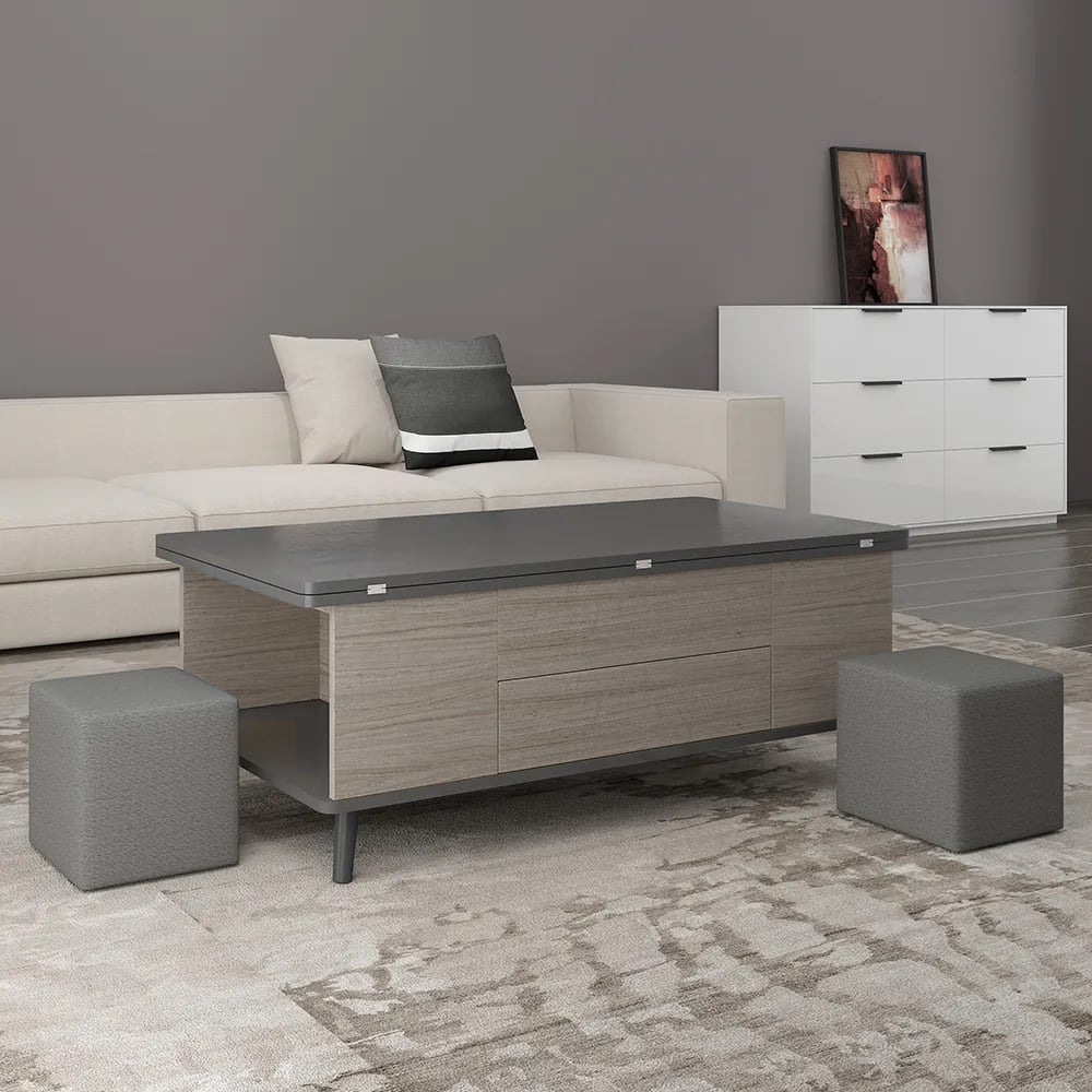 Customer Reviews for 5 Pieces Lift Top Coffee Table Set with Storage Convertible Dining Table with Ottomans