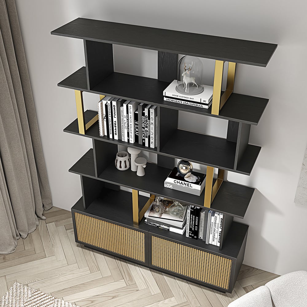 Customer Reviews for 1200mm Modern Black Faux Marble Narrow Console Table & 5-Tier Black Wood Bookshelf Set