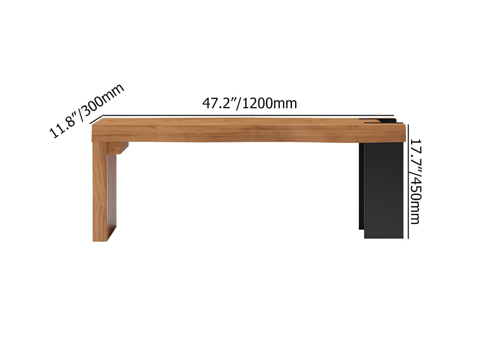 Natural Wood Entryway Bench Modern Bench with Steady Metal Legs (47.2'') weights dimensions image