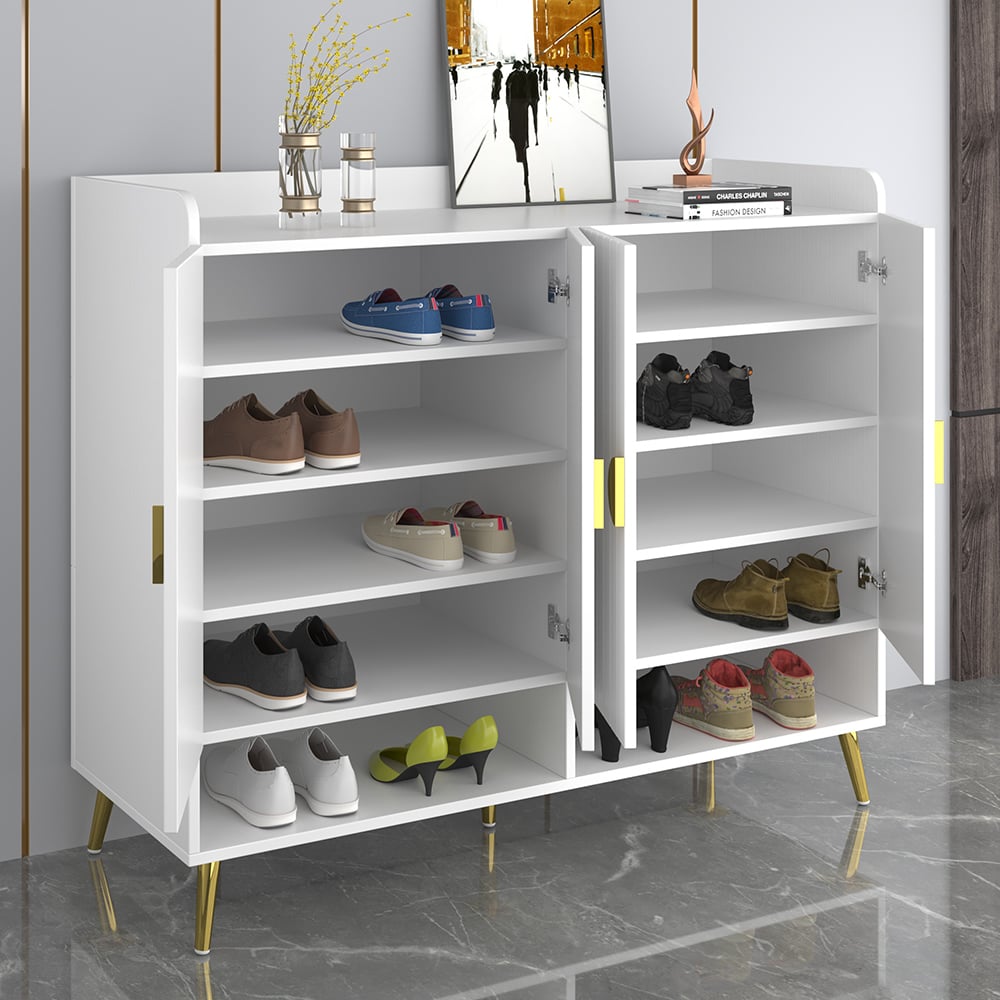 Questions and Answers for Yellar Nordic White Shoe Cabinet 10 Shelves Entryway Shoe Cabinet