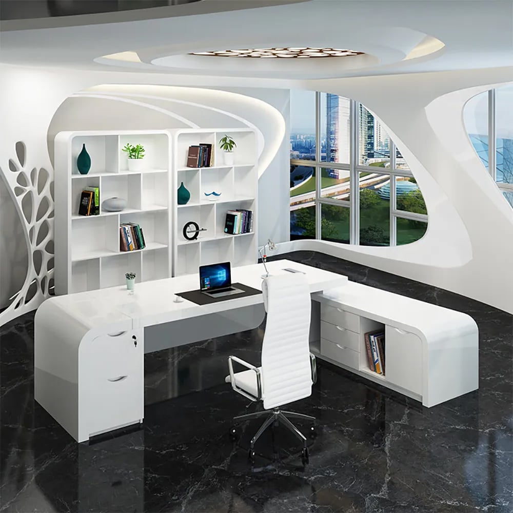Questions and Answers for Chicent White L-shaped Modern Executive Desk with Ample Storage Right Hand (63'')