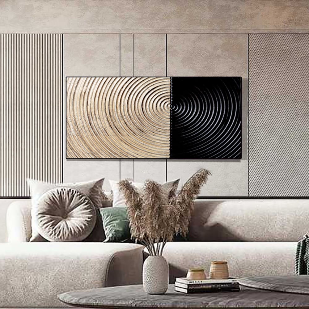 Vragen en antwoorden voor Modern wanddecor voor de woonkamer Abstracte printkunst met frame in natuurlijk en zwart