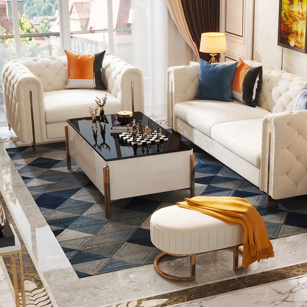 Klantrecensies voor Taree Set van 2 2200mm moderne witte lederen gestoffeerde bank en stoel woonkamer