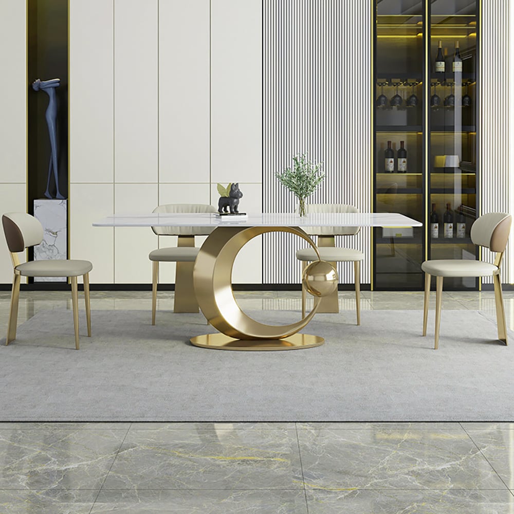 Customer Reviews for 1810mm White Rectangular Dining Table Modern Faux Marble Tabletop with Pedestal Base