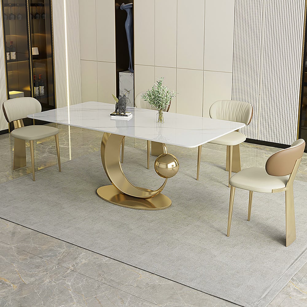 Customer Reviews for 1810mm White Rectangular Dining Table Modern Faux Marble Tabletop with Pedestal Base