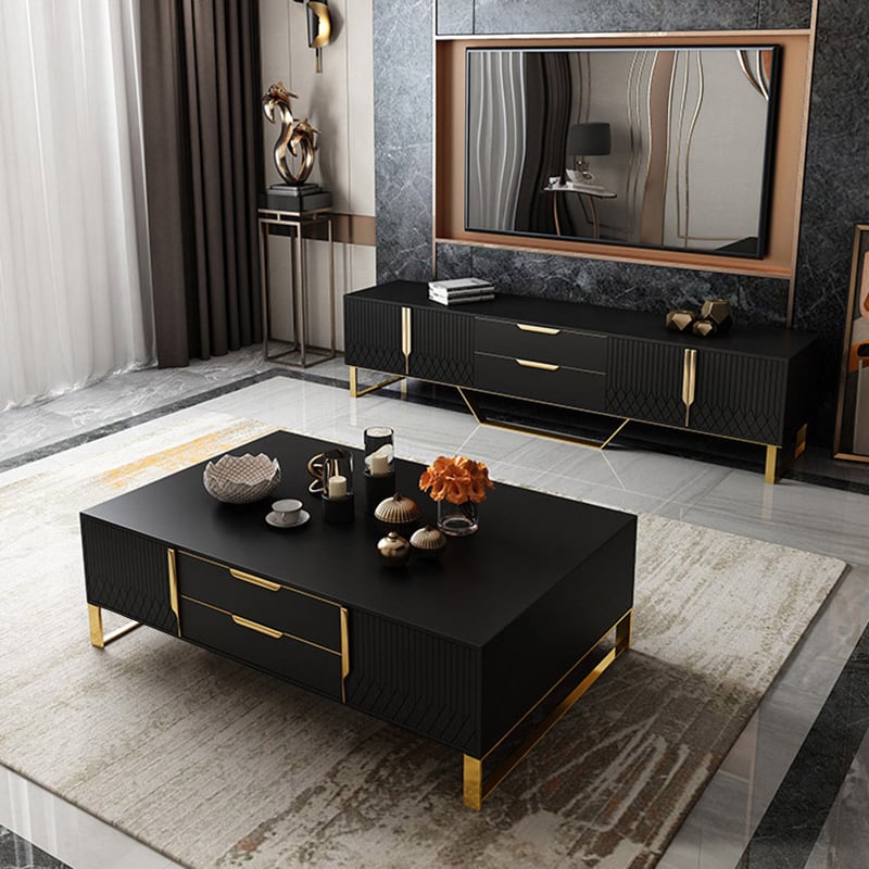 Customer Reviews for Aro Nordic Rectangular Black Coffee Table with Storage of Drawers & Doors in Gold