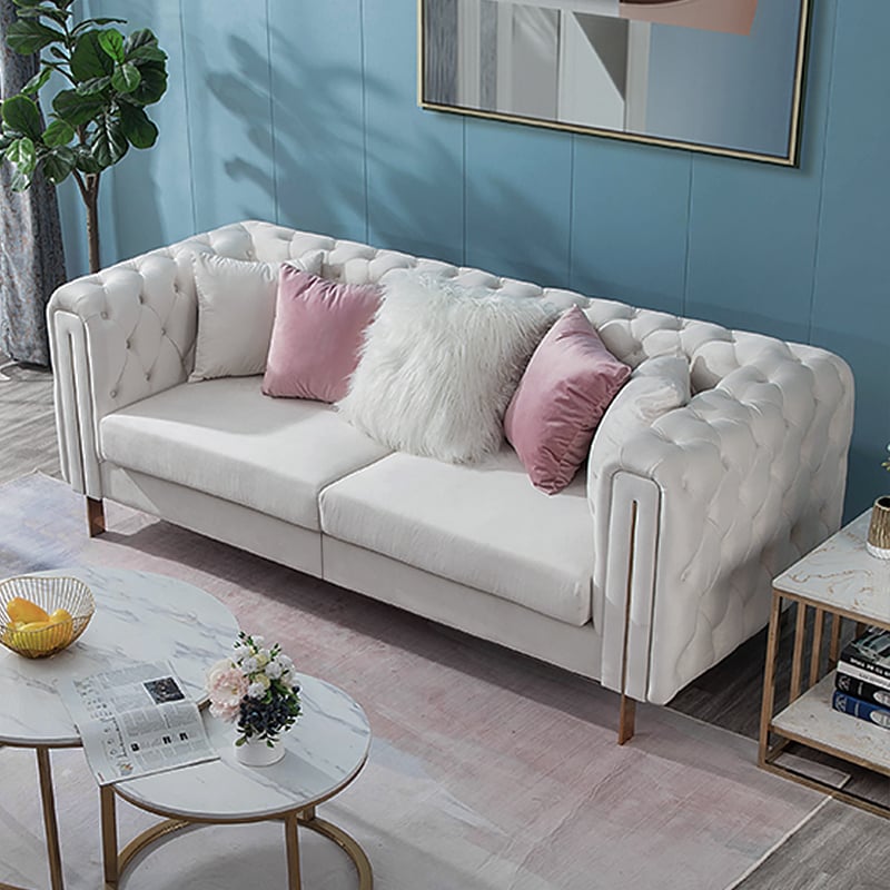 Customer Reviews for Taree 2200mm Modern Velvet Upholstered Sofa 2-Seater Sofa White Tufted Sofa