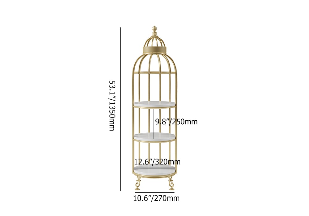 Modern Bird Cage Shaped Plant Flower Stand Bathroom Storage Tower Gold Bookcase weights dimensions image