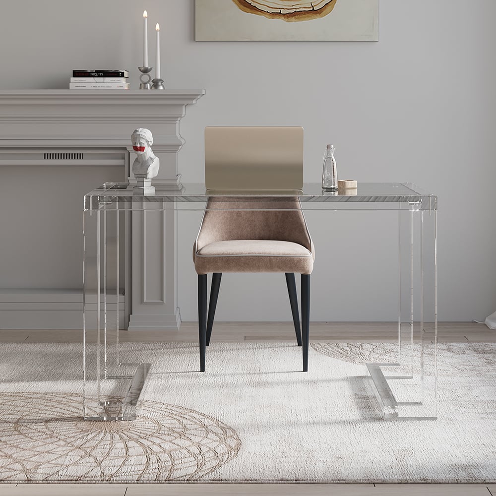 Questions et Réponses pour Bureau de bureau rectangulaire moderne en verre trempé transparent Savea 1000 mm