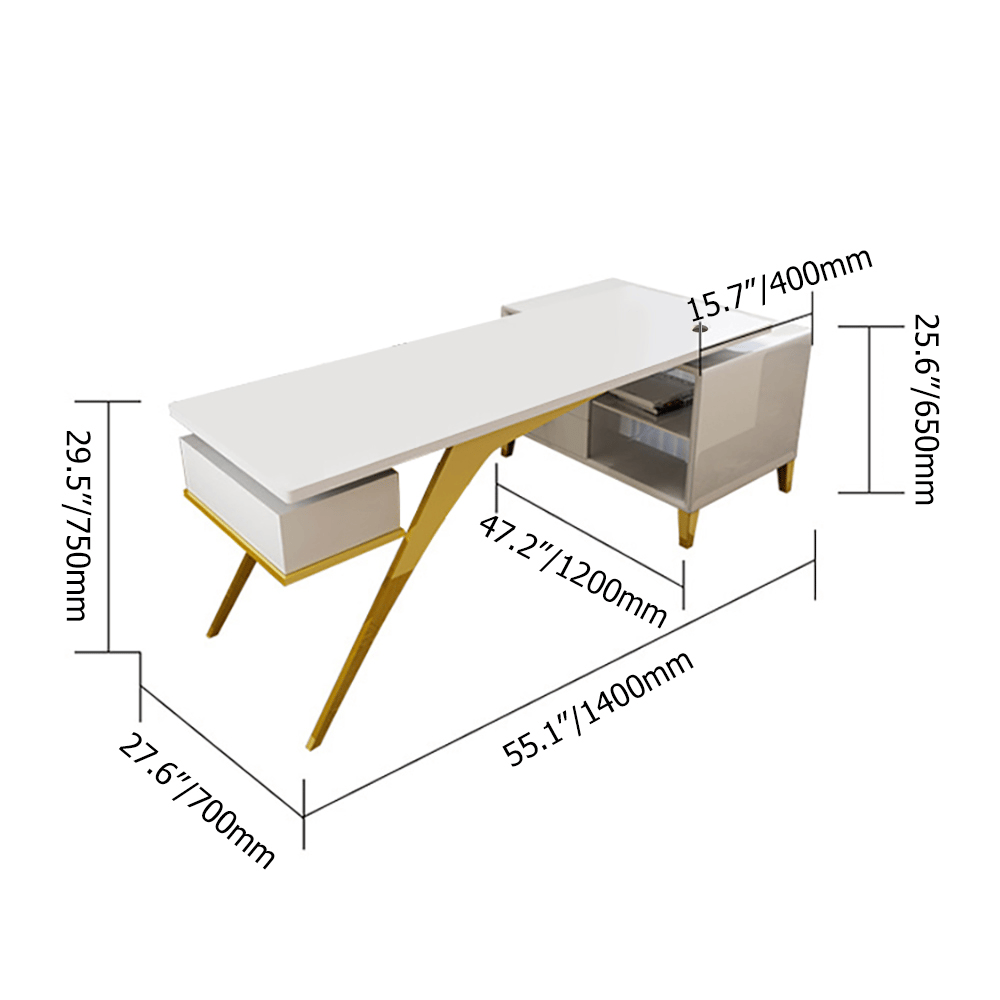 Vragen en antwoorden voor Hungled 1400mm modern rechthoekig schrijfbureau computerbureau met zijkast en laden