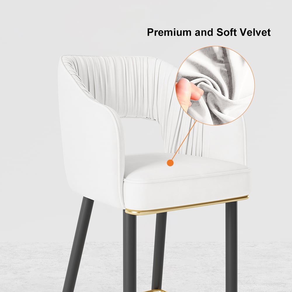 Questions and Answers for Set of 4 Modern Velvet Bar Stools with Upholstered Black