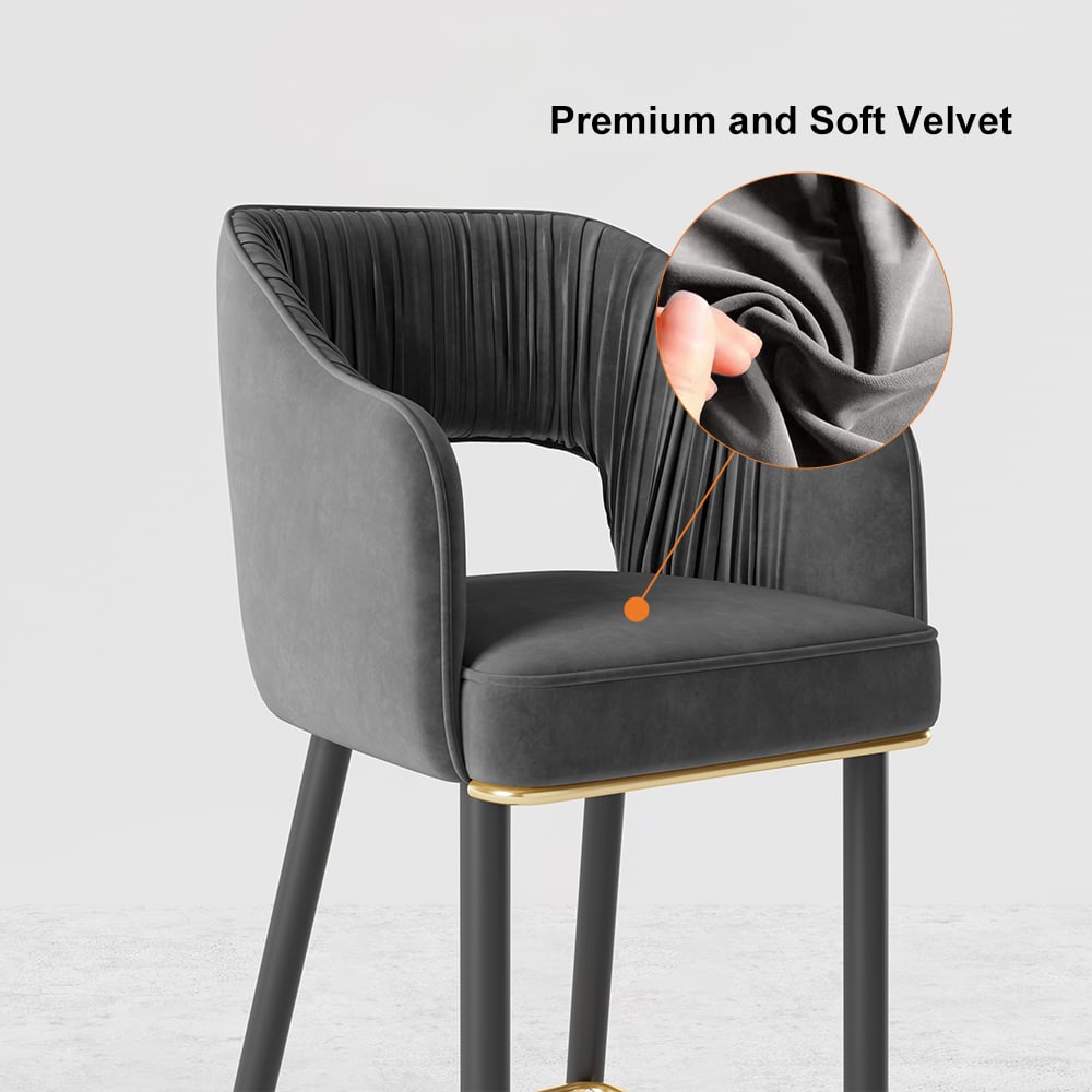 Questions and Answers for Set of 4 Modern Velvet Bar Stools with Upholstered Black