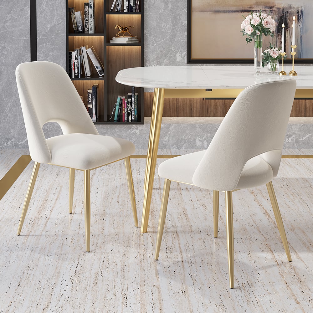 Questions and Answers for Mid-Century Modern White Upholstered Dining Chair Set of 2 with Hollow Back