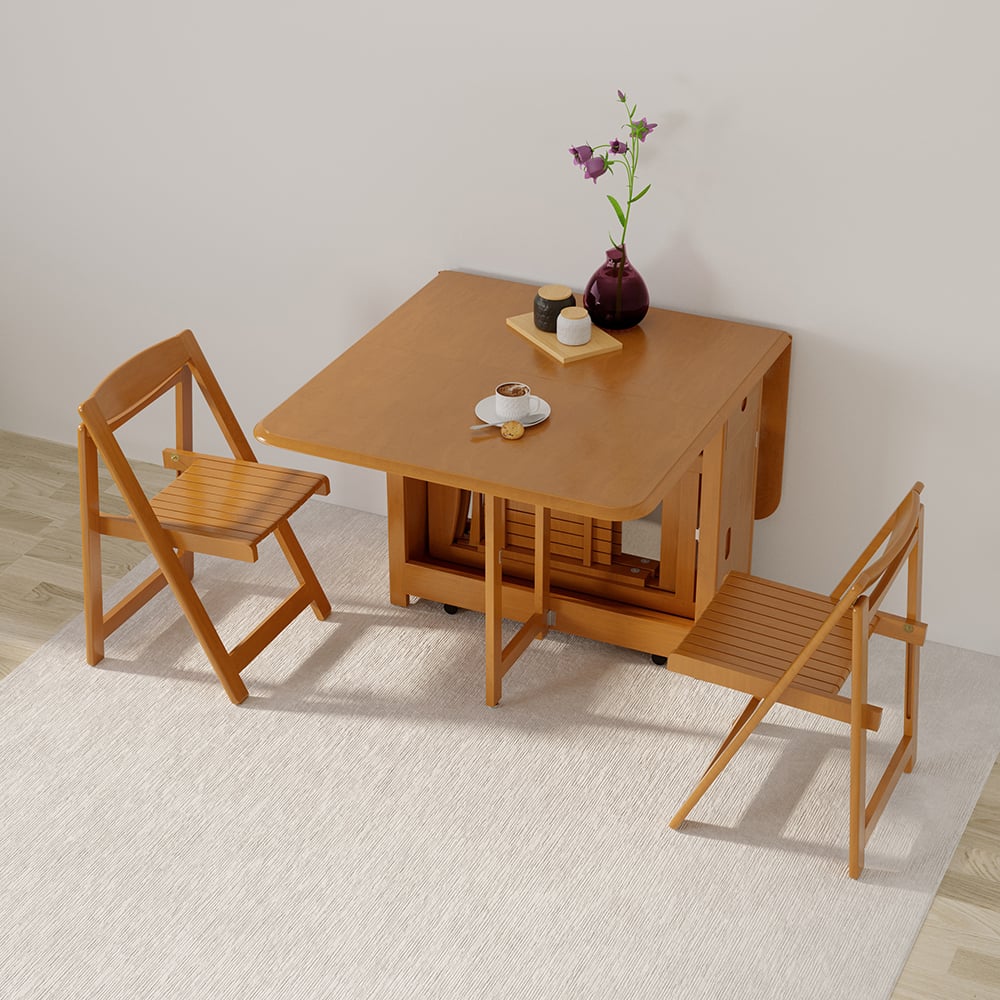 Questions and Answers for 1450mm Modern Solid Wood Folding 5 Piece Dining Table Set Drop Leaf with 4 Chairs