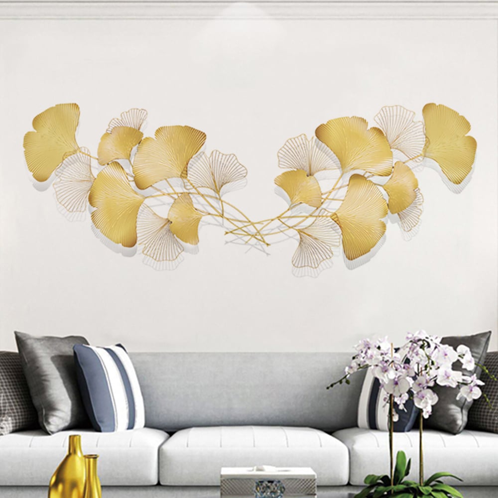 Questions et Réponses pour Lot de 2 feuilles de ginkgo modernes en métal doré pour décoration murale pour salon ou maison