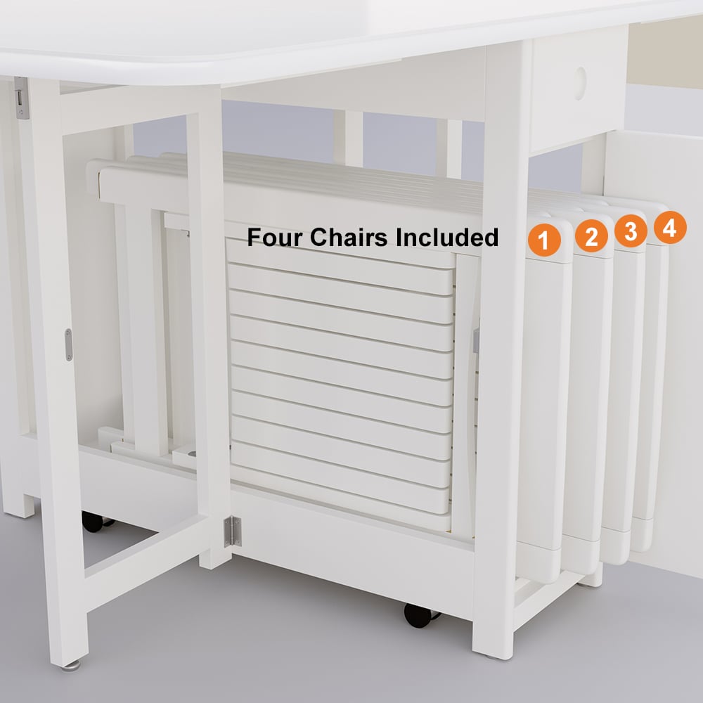 Customer Reviews for 1450mm Modern White Folding Dining Table Set Solid Wood Drop Leaf with 4 Chairs