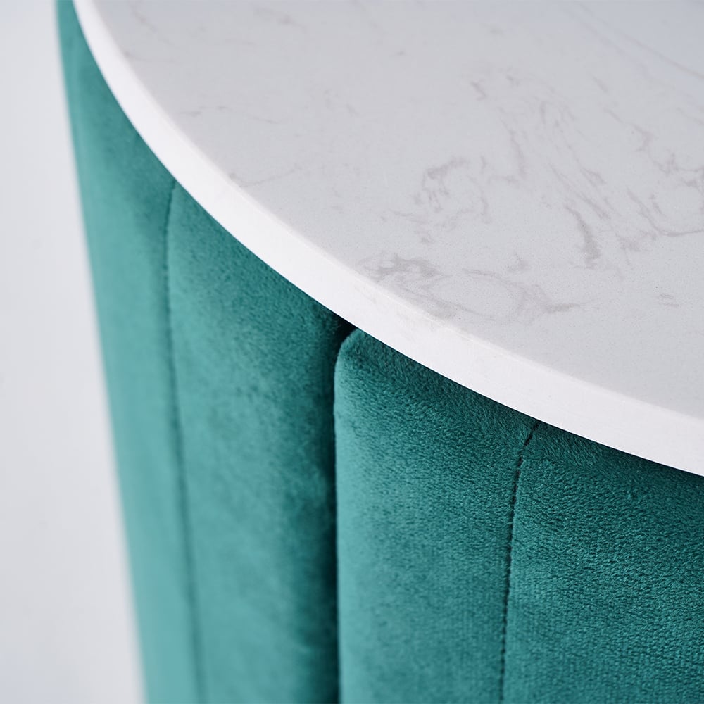 Questions and Answers for Sintered Stone Top 3-Drawer Round Velvet Nightstand