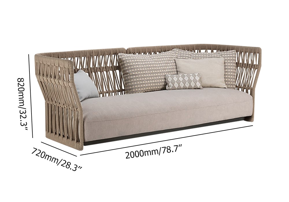 Customer Reviews for Emilio Natural Wood Colour Woven Rope Outdoor Sofa 3-Seater with Cushion Pillow