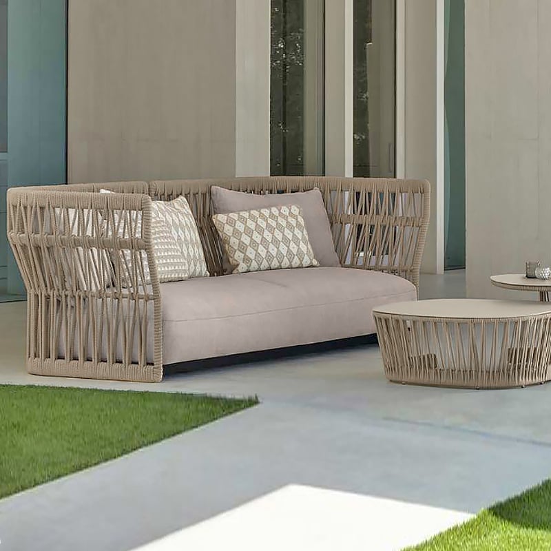 Customer Reviews for Emilio Natural Wood Colour Woven Rope Outdoor Sofa 3-Seater with Cushion Pillow