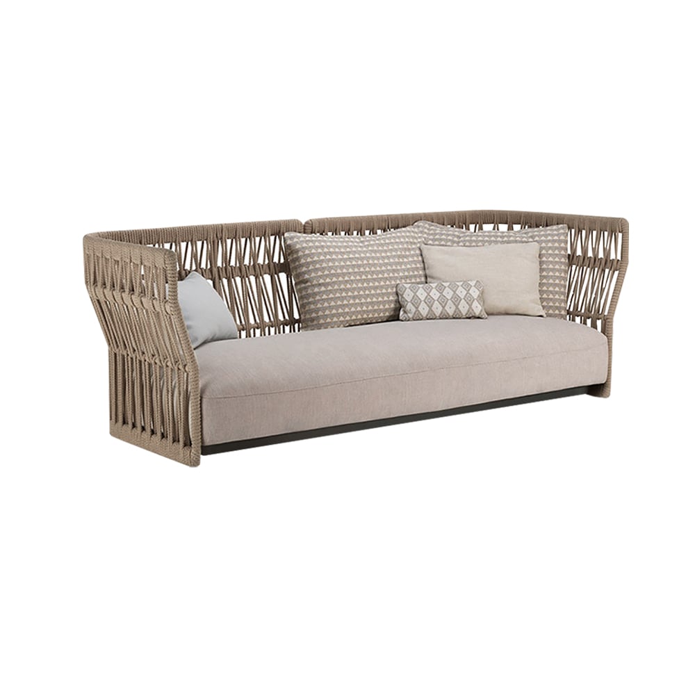 Customer Reviews for Emilio Natural Wood Colour Woven Rope Outdoor Sofa 3-Seater with Cushion Pillow
