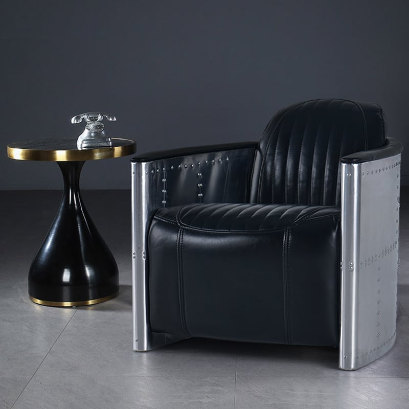 Avis Clients sur Zado Chaise d'appoint Industrielle Loft Noir Barrel Rembourrage Fauteuil en Cuir PU