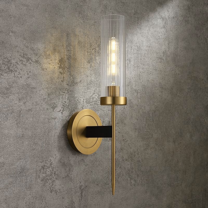 Customer Reviews for Modern Minimalist 1-Light Cylinder Clear Ribbed Glass Shade Wall Sconces