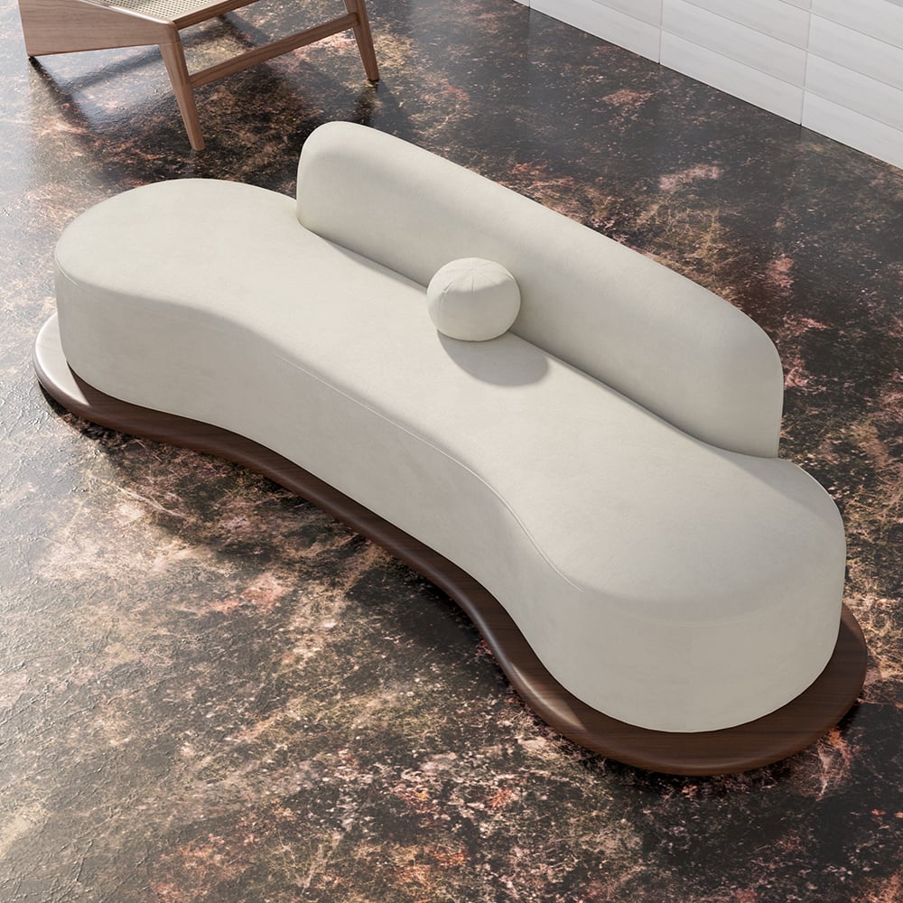 Reseñas de Clientes para Sofá curvo moderno de piel sintética gris de 2800 mm de 5 plazas con respaldo bajo y base de madera