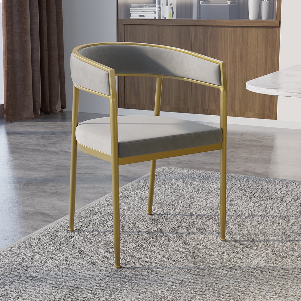 Customer Reviews for Gray Modern Dining Chair Velvet Upholstered Accent Arm Chair with Gold Leg