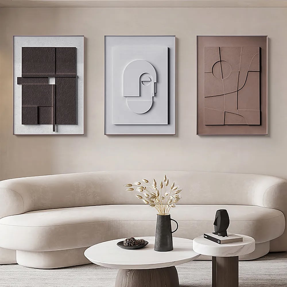 Questions and Answers for 3 Pieces Japandi Canvas Wall Art Print Hanging Wall Decor Set with Rectangle Frame