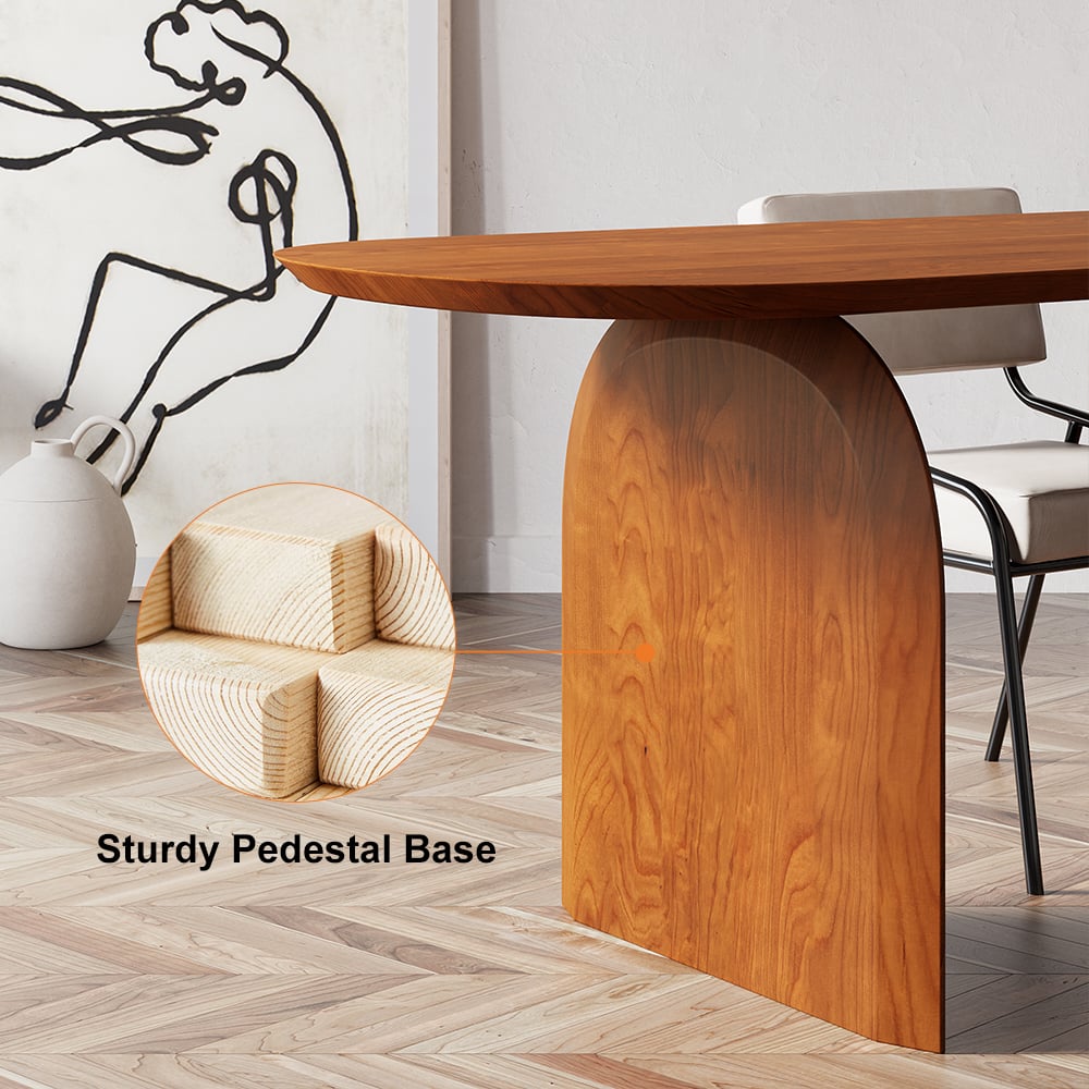 Perguntas e respostas para Mesa de jantar oval de madeira Tintica, estilo Japandi, em cerejeira, para 6 pessoas