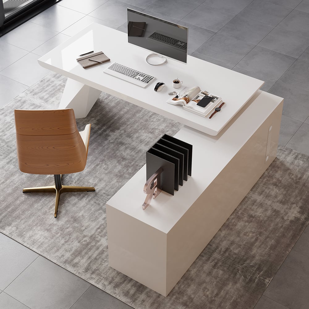 Questions and Answers for Modern White Large L-Shape Executive Desk with Drawers & Cabinet Right Hand (78.7'')
