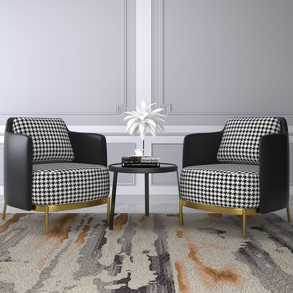 Questions and Answers for Modern Houndstooth Accent Chair with Linen Upholstery for Living Room