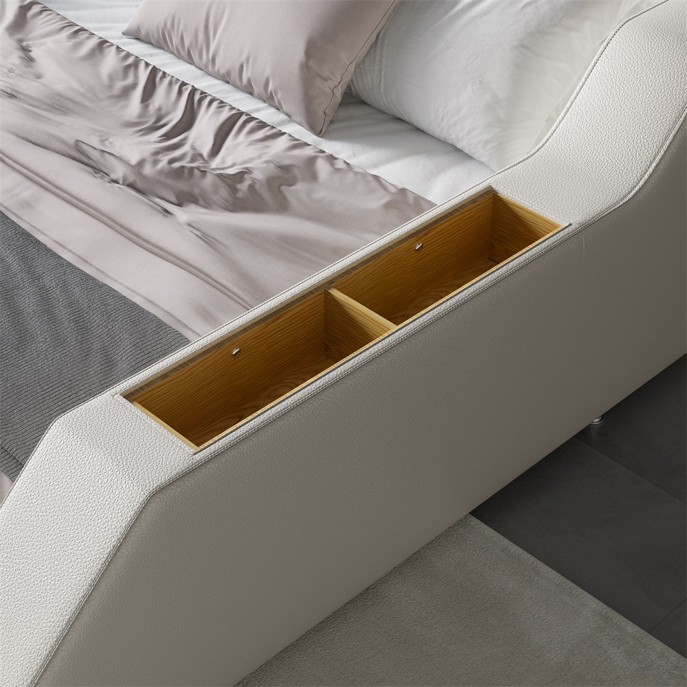 Ultimate Smart Bed King Tufted Upholstered Platform Bed with Massage, Storage & Speaker