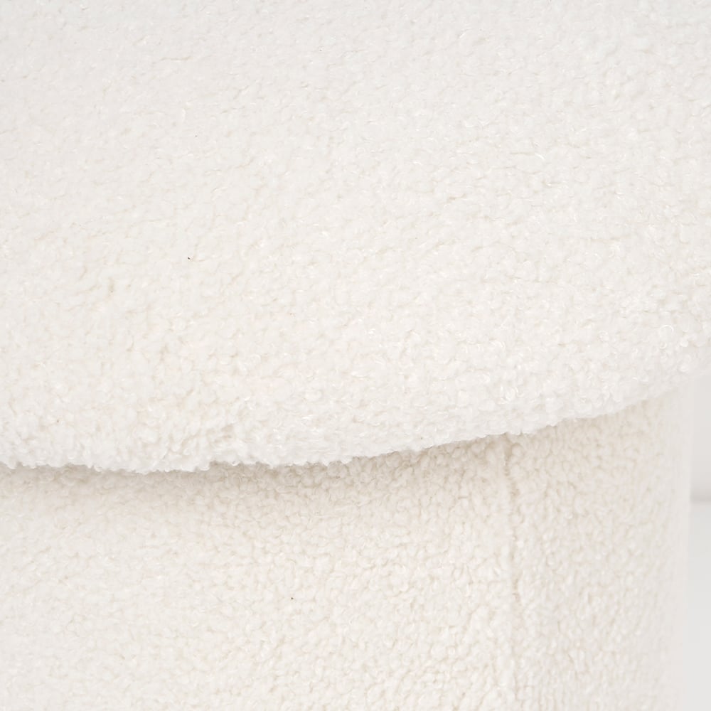Modern White Boucle Mushroom Ottoman Upholstered Pouf Novelty Footstool Cute Footrest window image