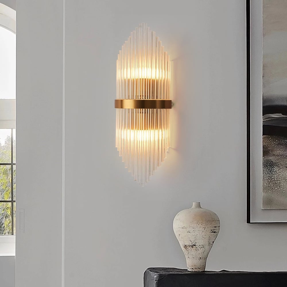 Customer Reviews for Striaged 2-Light Gold Glass Wall Sconce Metal Vanity Wall Light for Bathroom