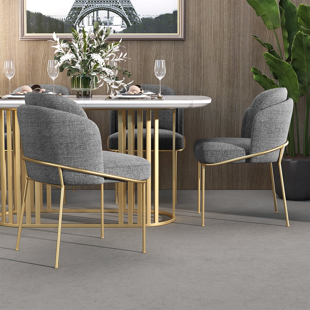 Questions and Answers for Linenic 4-Piece Modern Gray Dining Chair Cotton&Linen Upholstered Side Chair in Gold