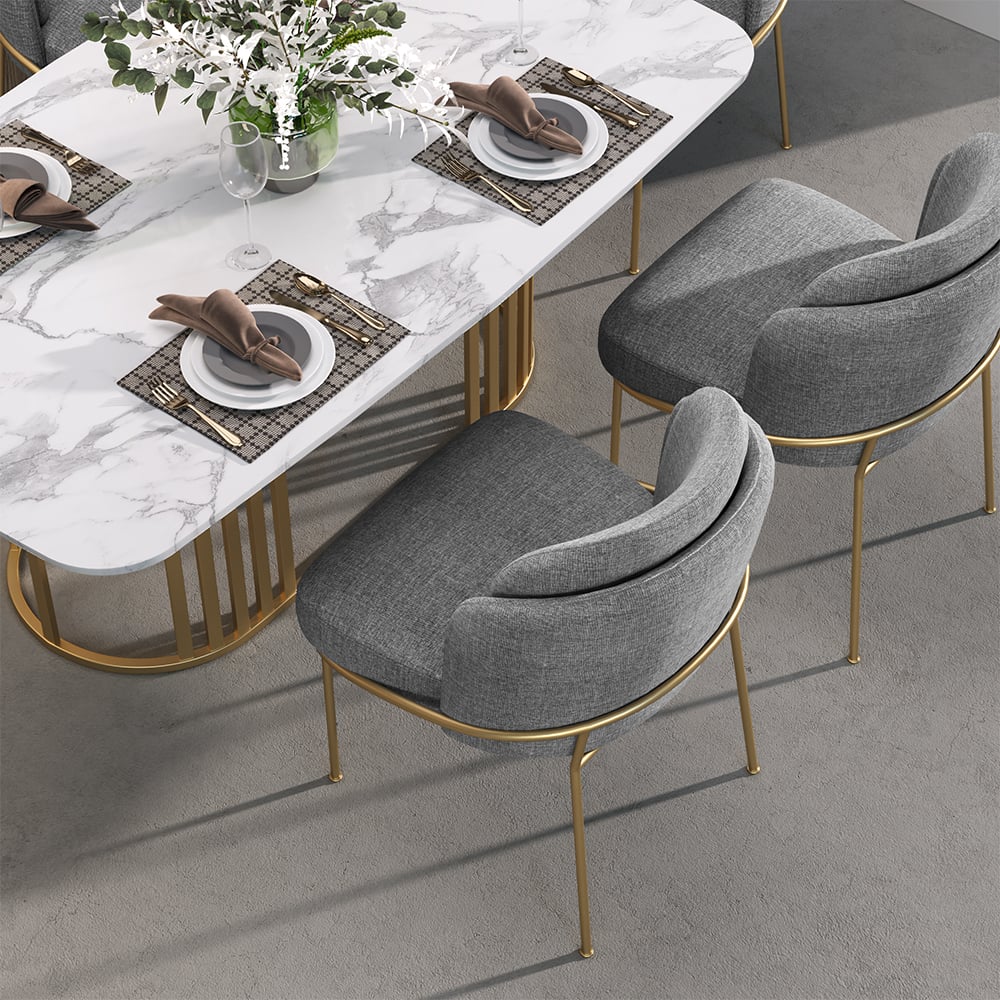 Questions and Answers for Linenic 4-Piece Modern Gray Dining Chair Cotton&Linen Upholstered Side Chair in Gold