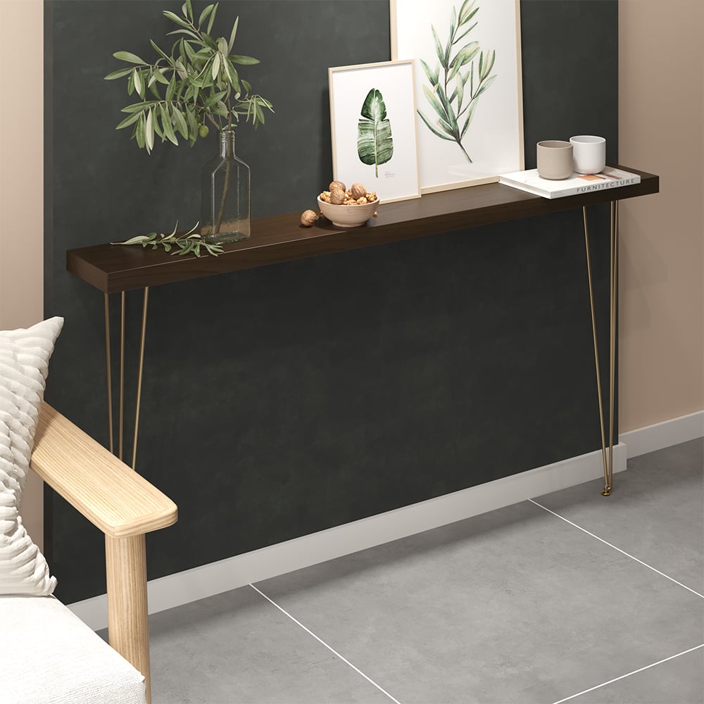 Questions et Réponses pour Console rectangulaire étroite en noyer rustique de 1000 mm et ensemble de banc de rangement pour chaussures en bois