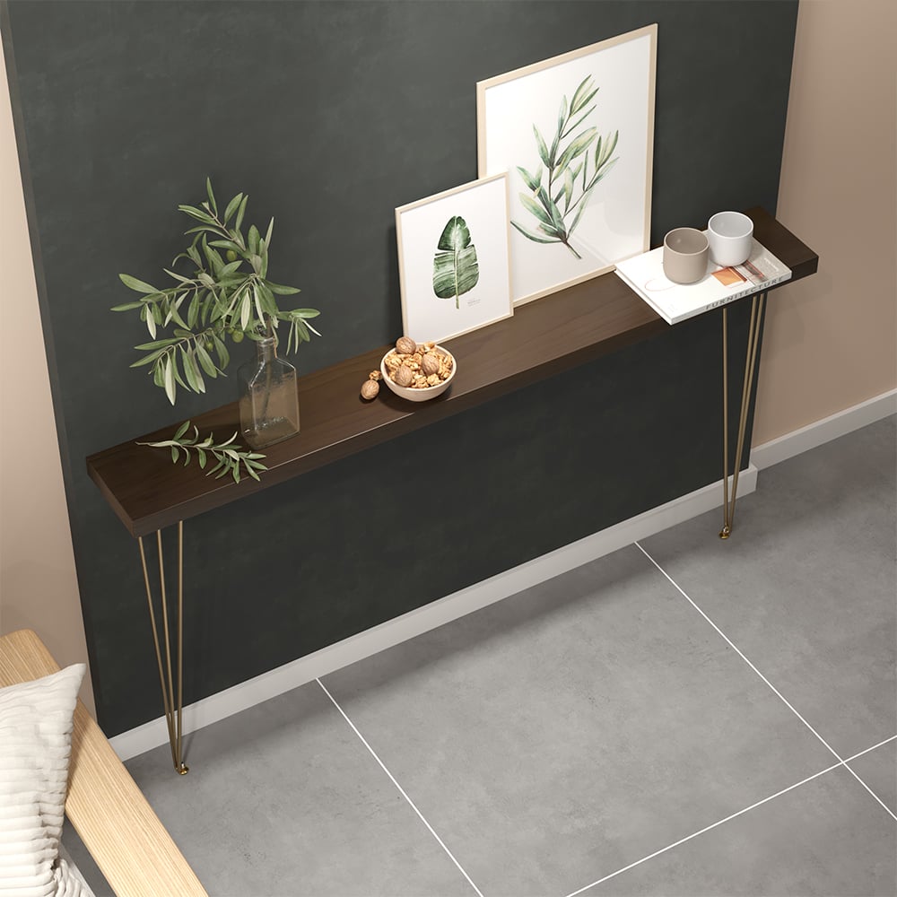 Questions et Réponses pour Console rectangulaire étroite en noyer rustique de 1000 mm et ensemble de banc de rangement pour chaussures en bois