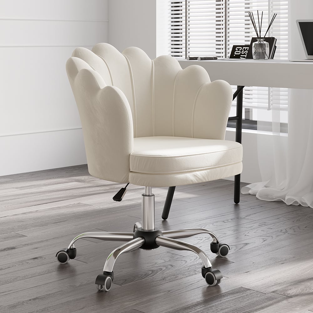 Customer Reviews for Beige Modern Swivel Office Chair Velvet Upholstered Task Chair Adjustable Height