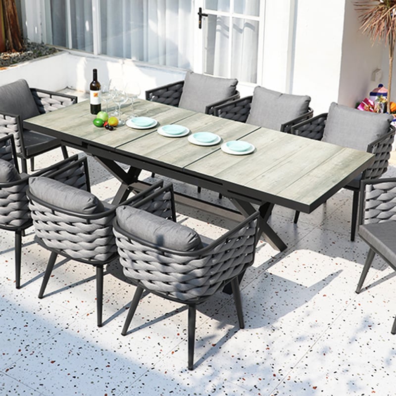 Customer Reviews for Mid Century Modern Rectangle 6 Person Extendable Outdoor Patio Dining Table Gray & Black