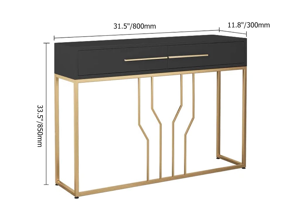 32" Modern Narrow Black Console Table with Storage Wood Entryway Table with Drawers weights dimensions image