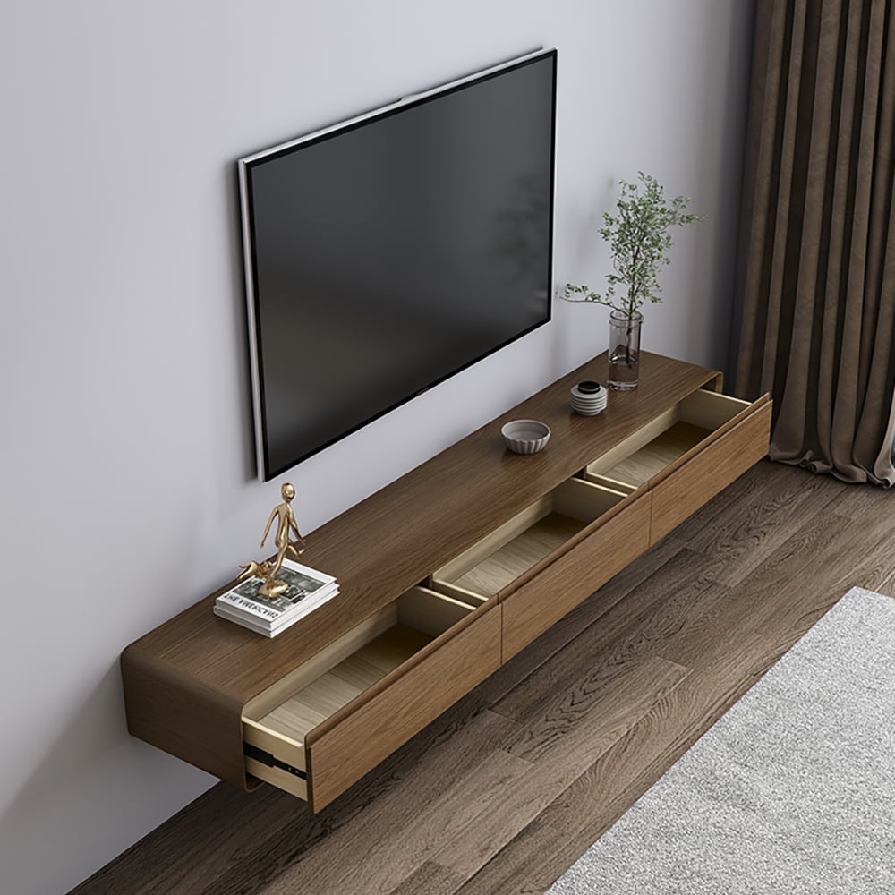 Questions and Answers for Mid Century Floating Wood TV Stand Unit in Walnut with 3 Drawers for TVs Up to 2159mm